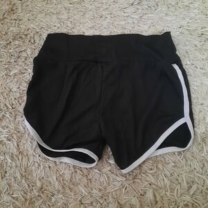 Women's Black Athletic Shorts with White Trim